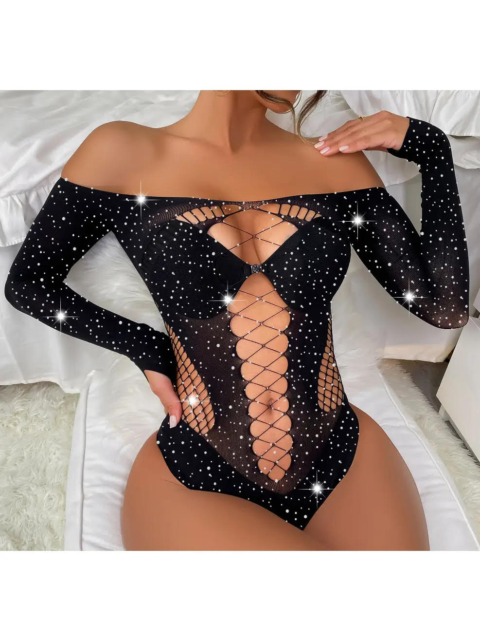Starlight Cut-Out Rhinestone Bodysuit